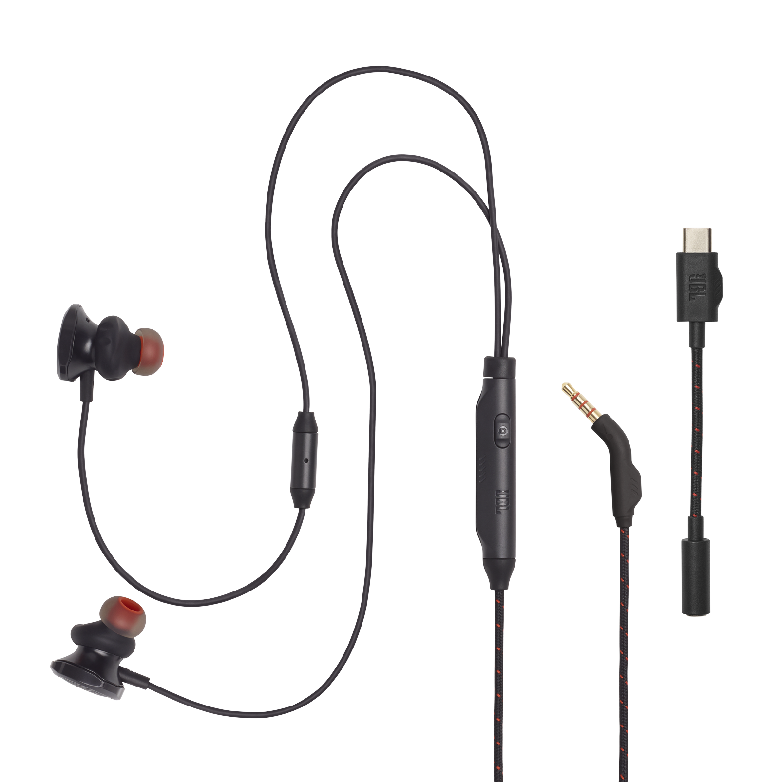 JBL Quantum 50C - Black - Wired in-ear gaming headset with USB-C adapter - Detailshot 1